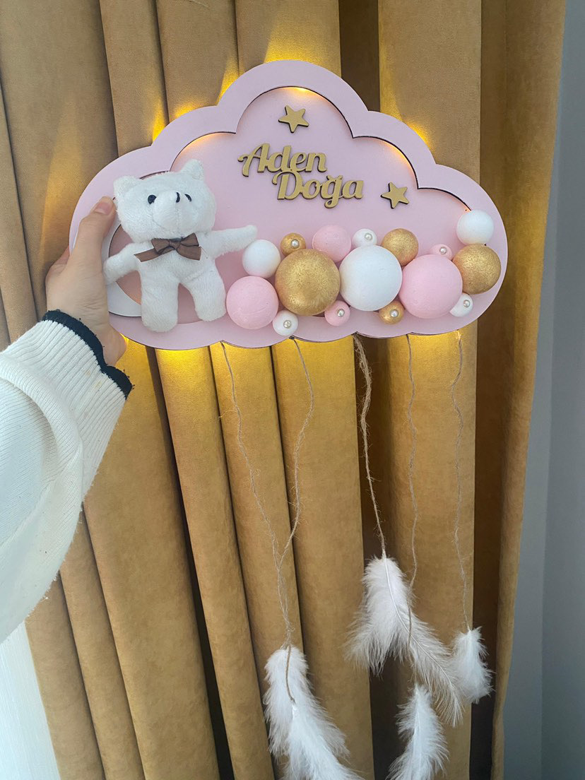 Bebepembe Ahşap Kapısüsü Işıklı