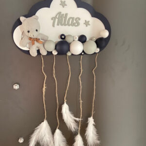 Lacivert Beyaz Ahşap Kapısüsü