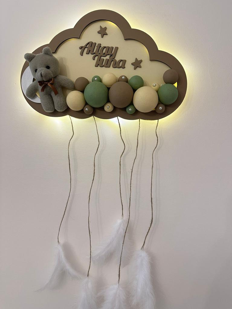 Sütlükahve Krem Ahşap Kapısüsü Işıklı