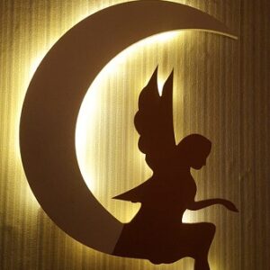 Ahşap Melekli Ay Gece Lambası