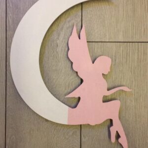 Ahşap Melekli Ay Gece Lambası