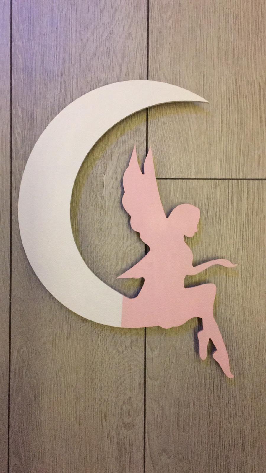 Ahşap Melekli Ay Gece Lambası