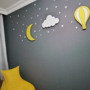 Ahşap Balon, Bulut ve Ay Gece Lamba Seti