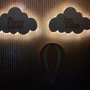 Ahşap 2 Bulut ve Balon Gece Lamba Seti