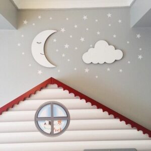 Ahşap Bulut ve Ay Gece Lamba Seti