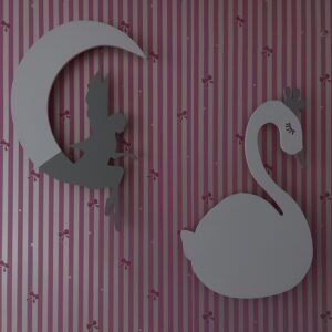 Ahşap Melekli Ay ve Kuğu Gece Lamba Seti