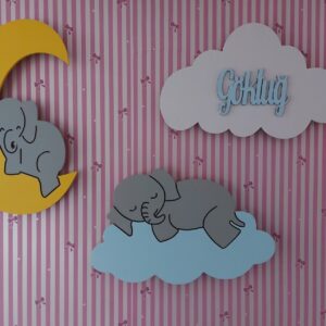 Ahşap Ayda Fil, Bulut Fil ve Bulut Gece Lamba Seti