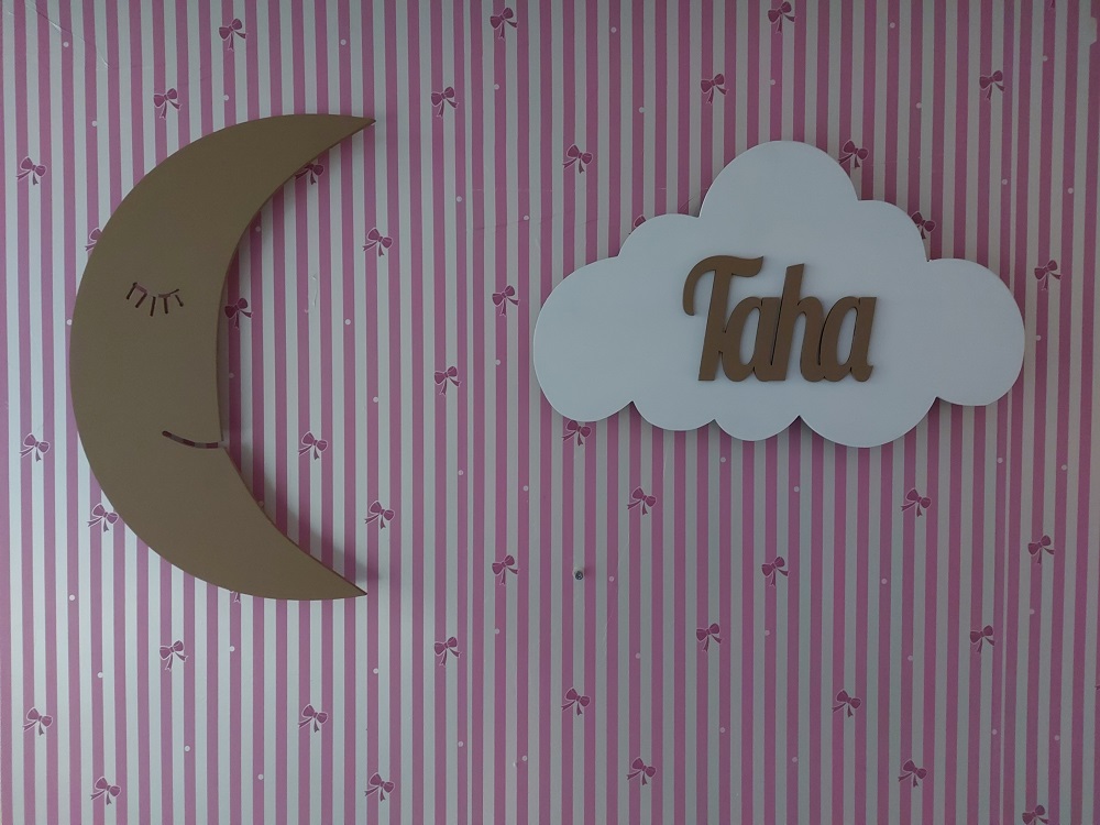 Ahşap Bulut ve Ay Gece Lamba Seti