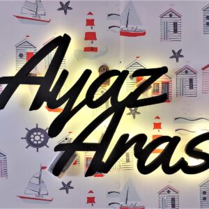 Ahşap Işıklı İsimlik