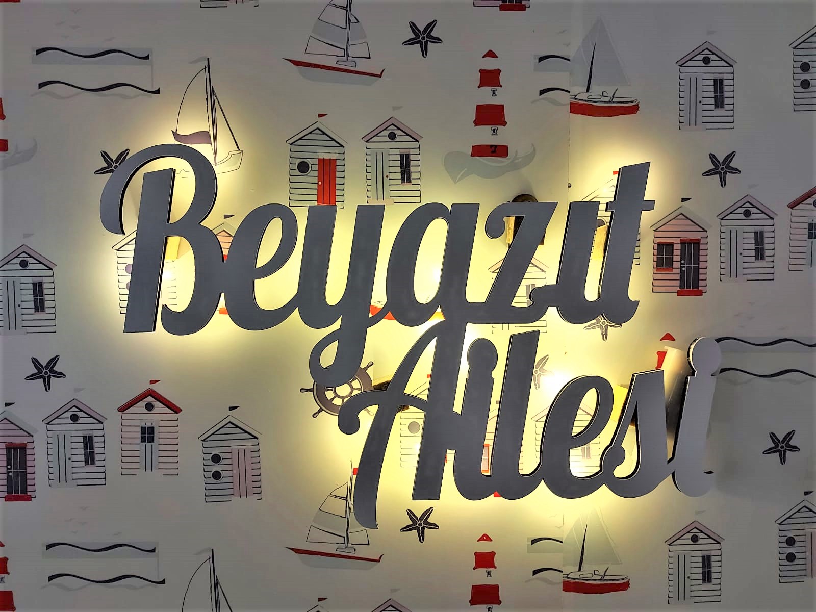 Ahşap Işıklı İsimlik 35x22cm