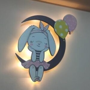 Ahşap Tavşan Karakter Lambası