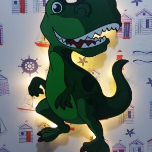 Ahşap Dinozor Karakter Lambası