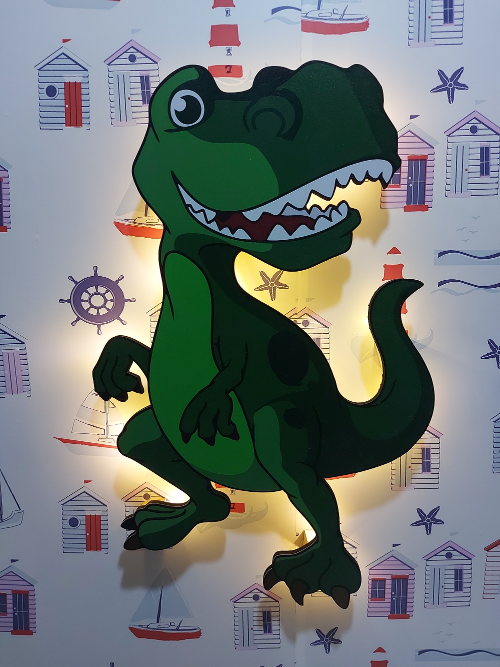 Ahşap Dinozor Karakter Lambası