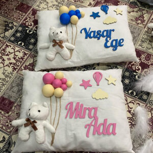 2 Adet Beyaz Takı Yastığı Erkek ve Kız