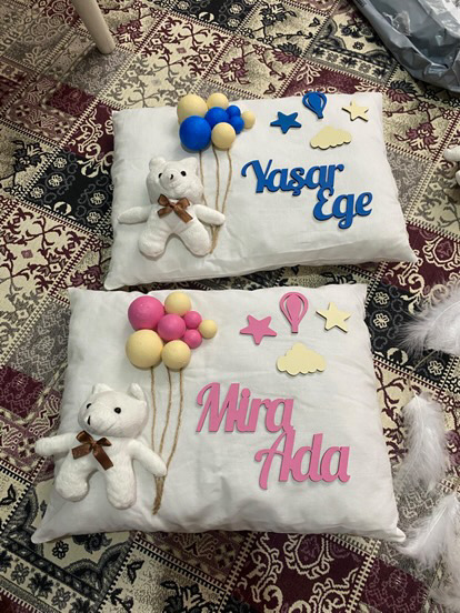 2 Adet Beyaz Takı Yastığı Erkek ve Kız
