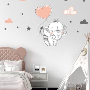 Pembe Balonlu Fil Duvar Stickerı