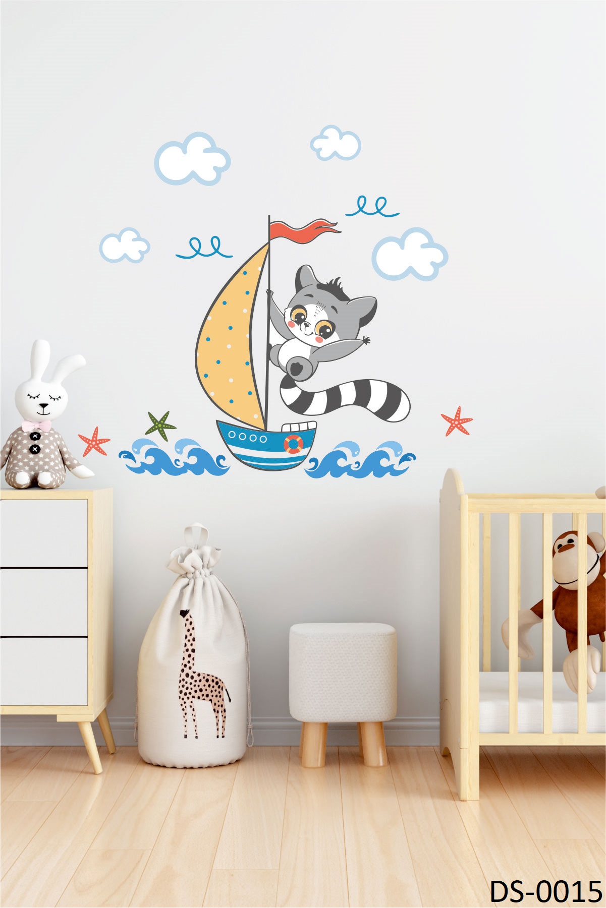 Sörf Yapan Rakun Duvar Stickerı