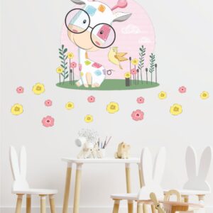 Gözlüklü Zürafa Duvar Stickerı