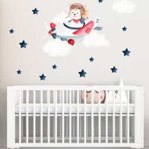 Uçaktaki Sevimli Köpek Duvar Stickerı