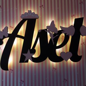 Ahşap Işıklı İsimlik 35x22cm