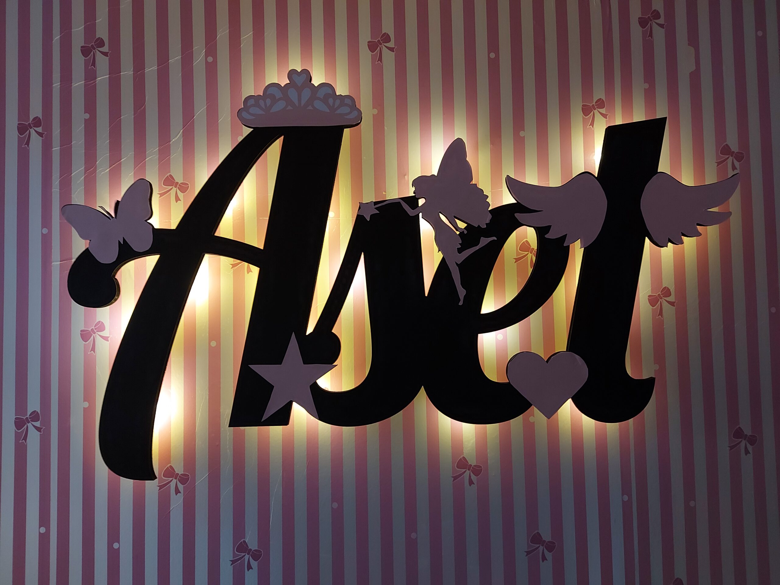 Ahşap Işıklı İsimlik 35x22cm