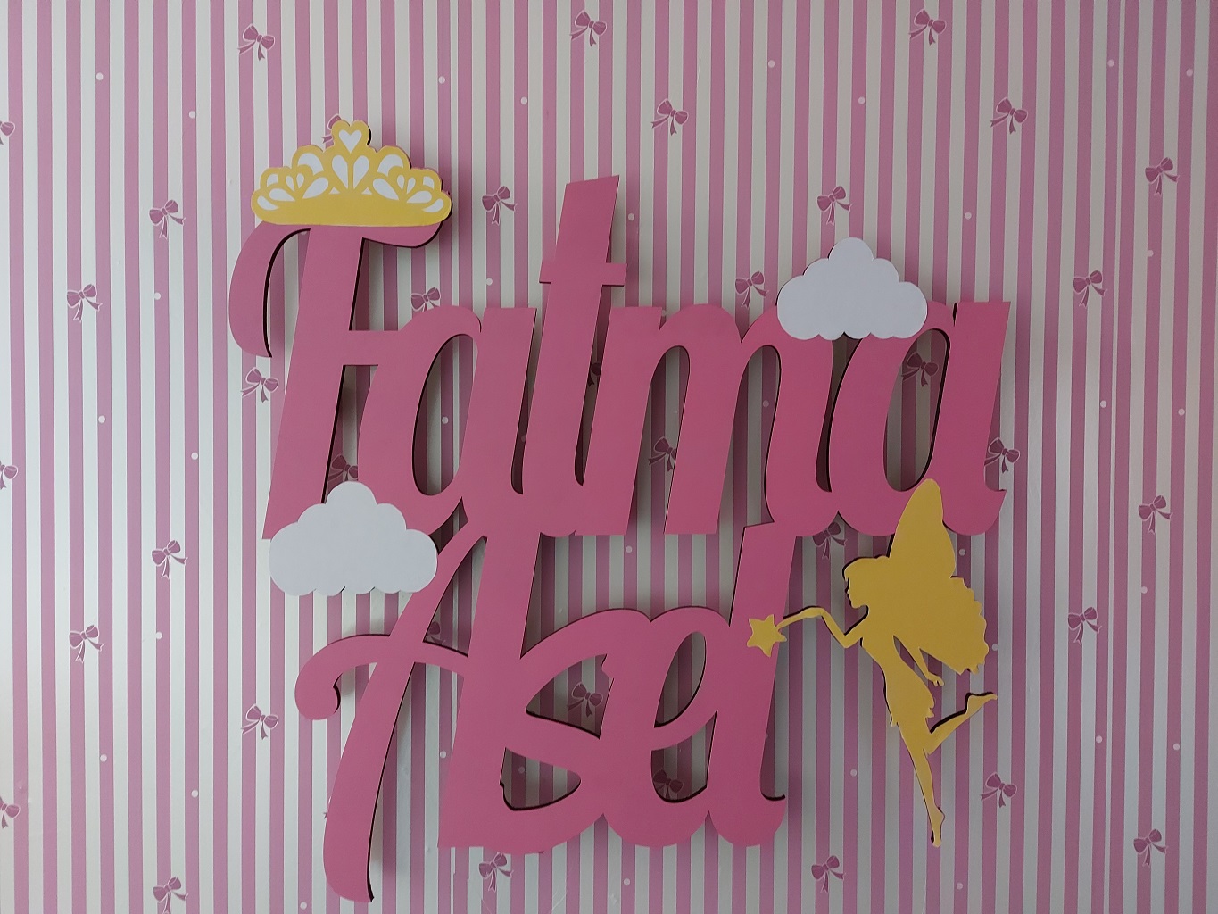 Ahşap Işıklı İsimlik 45x45cm