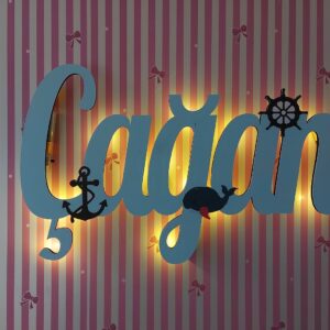 Ahşap Işıklı İsimlik 35x22cm