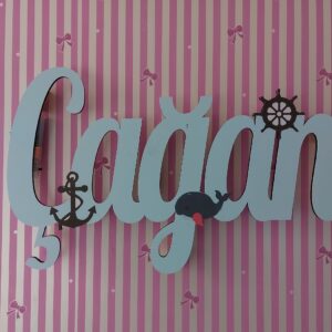 Ahşap Işıklı İsimlik 35x22cm