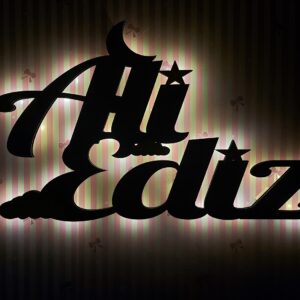 Ahşap Işıklı İsimlik 45x25cm