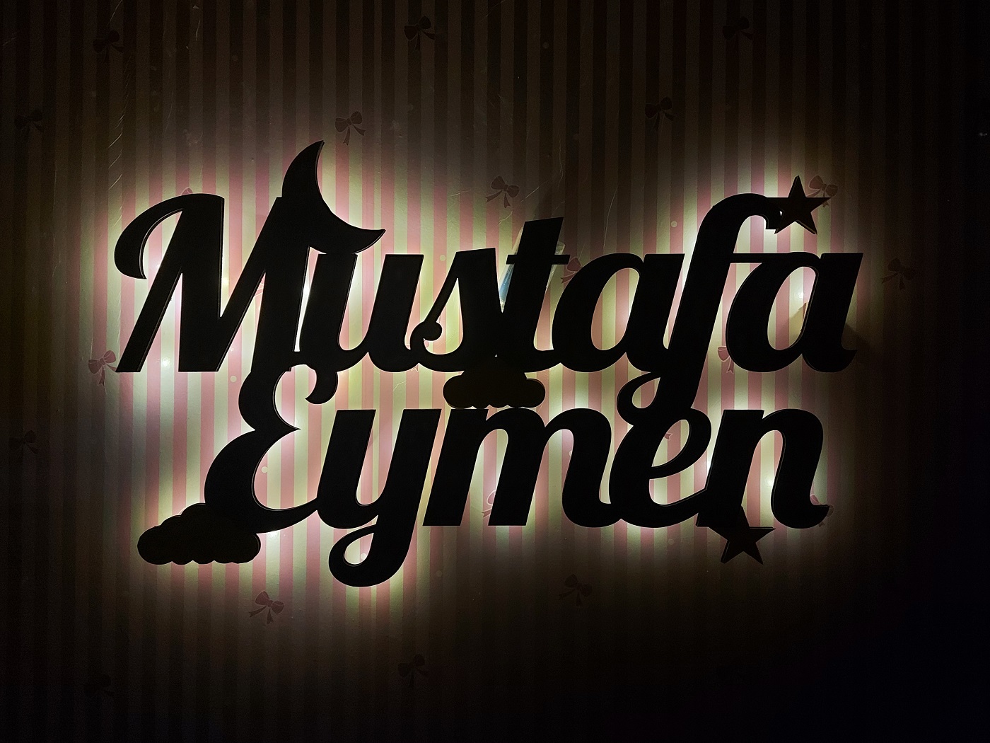 Ahşap Işıklı İsimlik 60x40cm