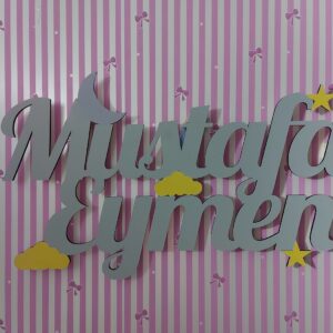 Ahşap Işıklı İsimlik 60x40cm