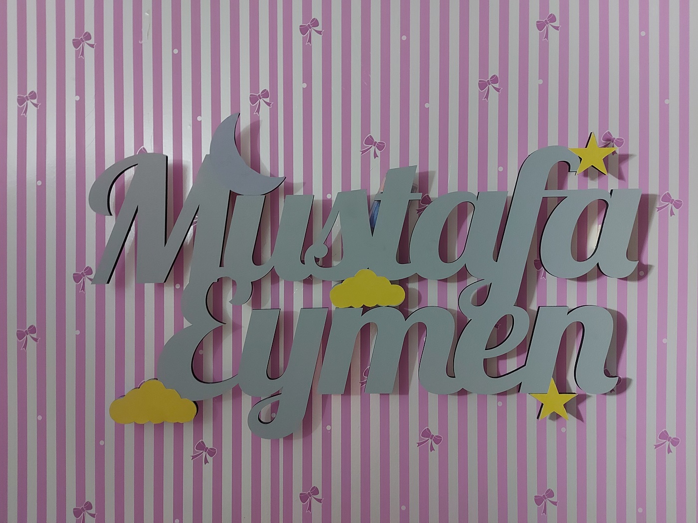 Ahşap Işıklı İsimlik 60x40cm