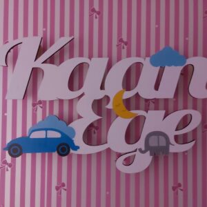 Ahşap Işıklı İsimlik 35x22cm