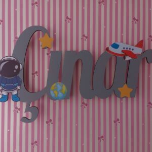 Ahşap Işıklı İsimlik 45x25cm