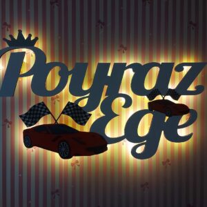 Ahşap Işıklı İsimlik 60x40cm