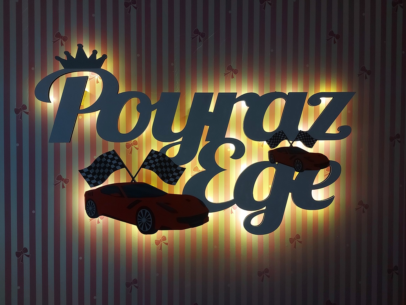 Ahşap Işıklı İsimlik 60x40cm