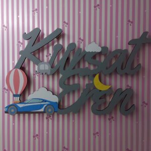 Ahşap Işıklı İsimlik 35x22cm