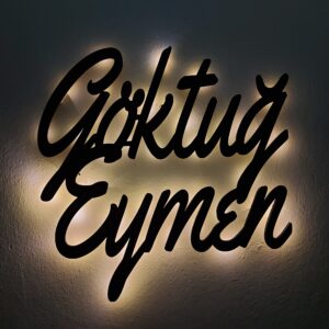 Ahşap Işıklı İsimlik 45x45cm