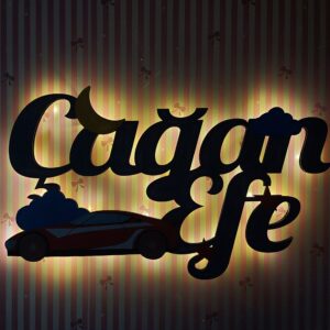 Ahşap Işıklı İsimlik 45x25cm