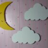 Ahşap 2 Bulut ve Ay Gece Lamba Seti