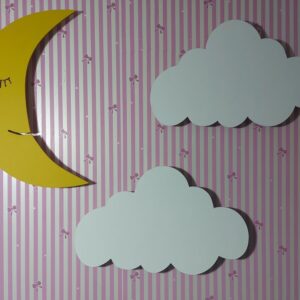 Ahşap 2 Bulut ve Ay Gece Lamba Seti