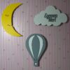 Ahşap Balon, Bulut ve Ay Gece Lamba Seti
