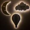 Ahşap Balon, Bulut ve Ay Gece Lamba Seti